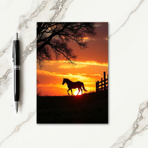 Golden Birthday Sunset Horse Card
