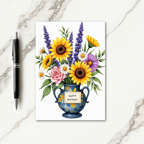Golden Bloom Birthday Art Card