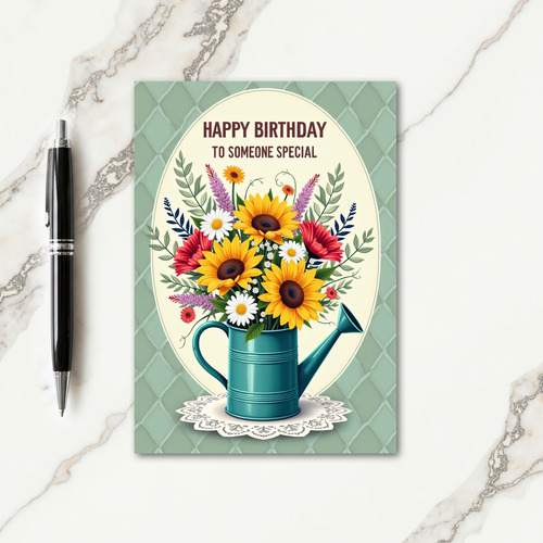 Golden Blooms Birthday Card