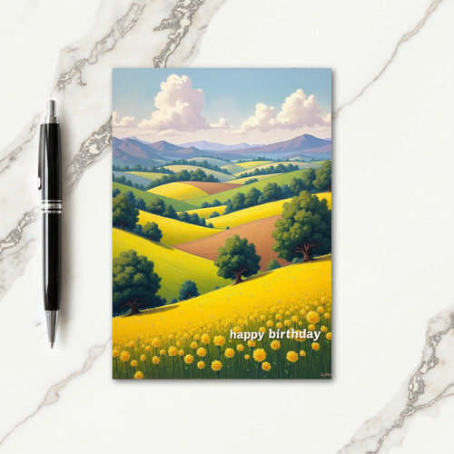 Golden Blossom Birthday Card