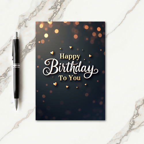 Golden Bokeh Birthday Card