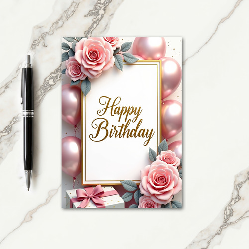 Golden Border Birthday Card