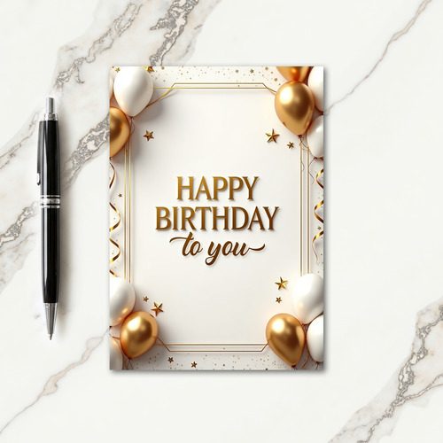 Golden Bordered Birthday Card
