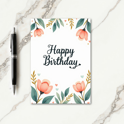 Golden Botanical Birthday Card