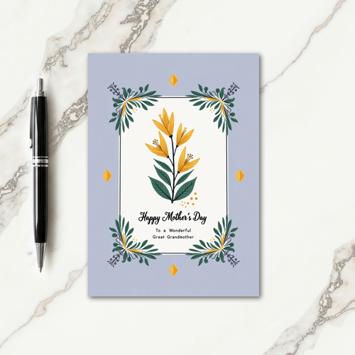 Golden Botanical Moms Day Card
