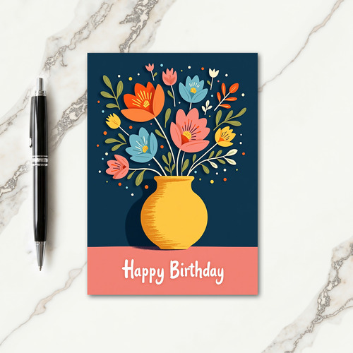 Golden Bouquet Birthday Card