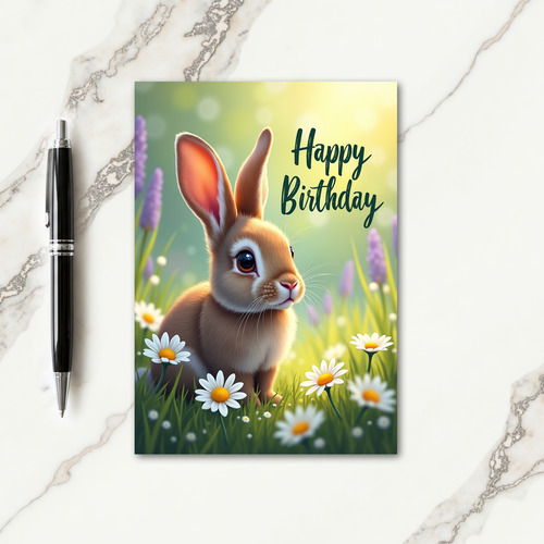 Golden Bunny Birthday Card