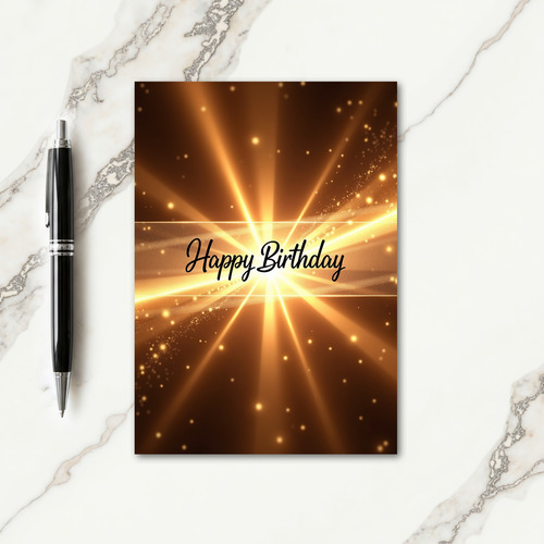 Golden Burst Birthday Card