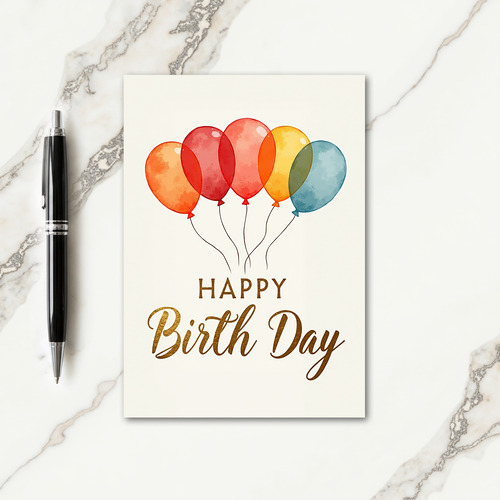 Golden Calligraphy Birthday Card
