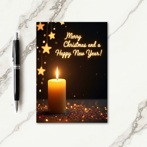 Golden Candle Christmas Card