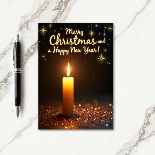 Golden Candle Glow Card