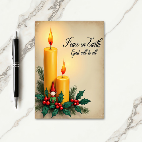 Golden Candle Glow Christmas Card
