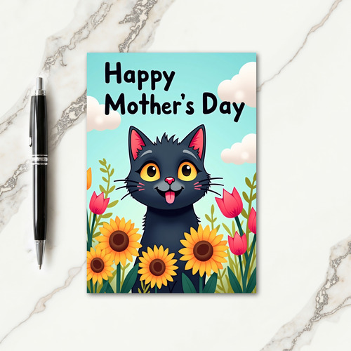 Golden Cat Floral Mothers Day Card