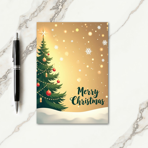 Golden Christmas Tree Card