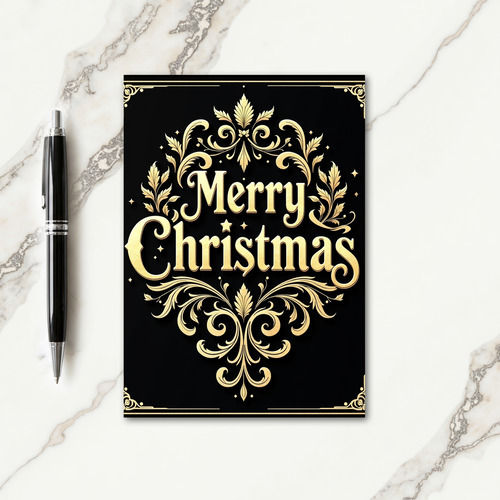Golden Christmas Wreath Card