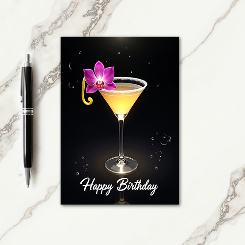 Golden Cocktail Birthday Card