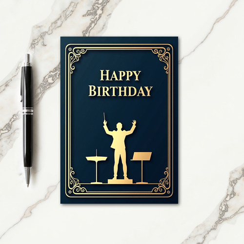 Golden Conductor Birthday Card