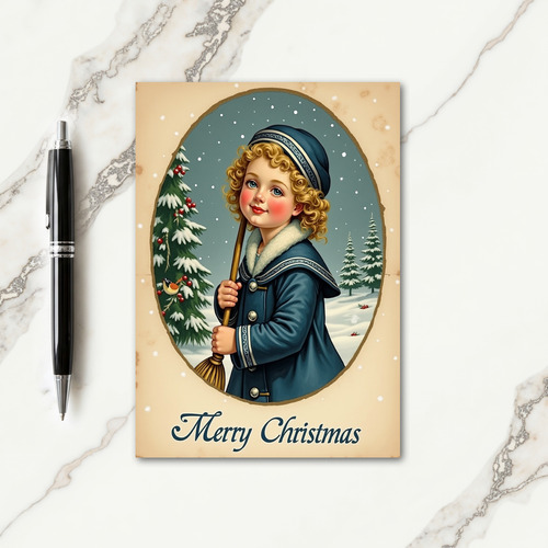 Golden Curls Christmas Card
