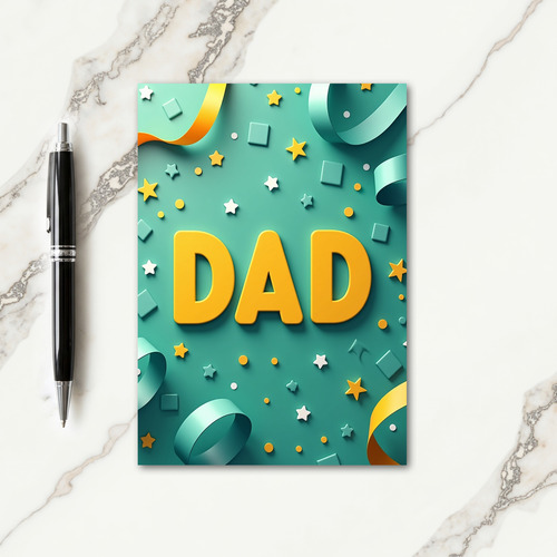 Golden Dad Letters Fathers Day Card