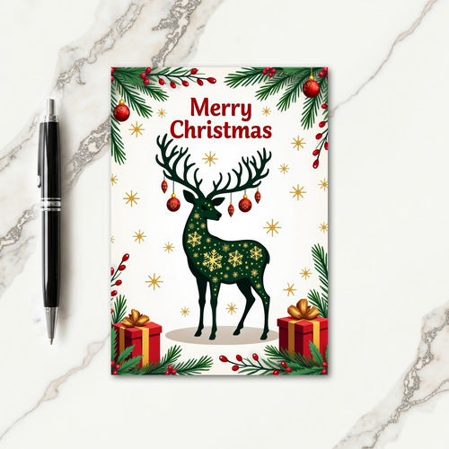 Golden Deer Christmas Card
