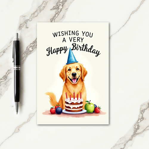 Golden Dog Birthday Party Card