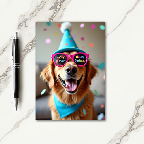 Golden Dog Birthday Portrait Card