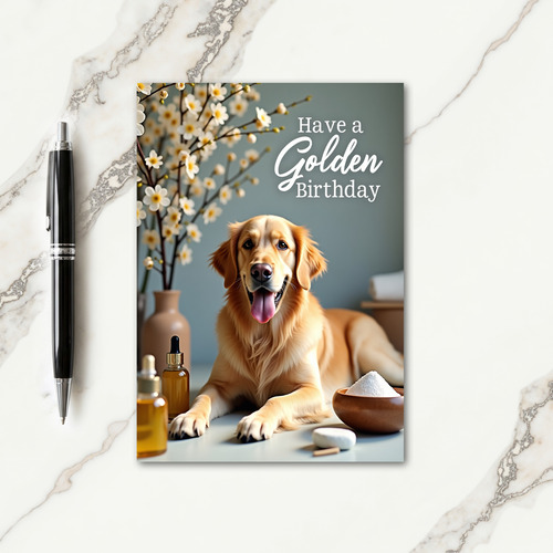 Golden Dog Birthday Wish Card