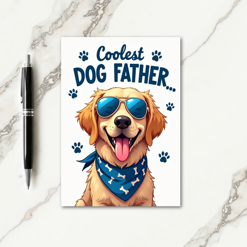 Golden Dog Coolest Fathers Day Card