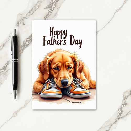Golden Dog Fathers Day Art Card