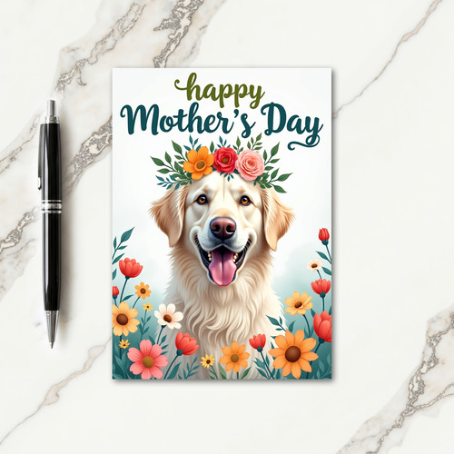 Golden Dog Floral Mothers Day Card