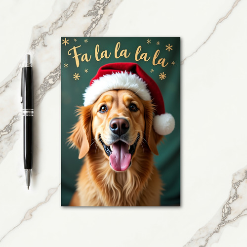 Golden Dog Holiday Hat Card