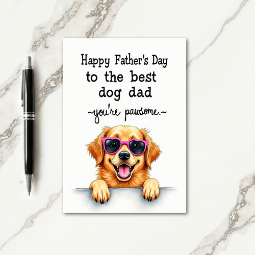 Golden Dog Sweet Fathers Day Card