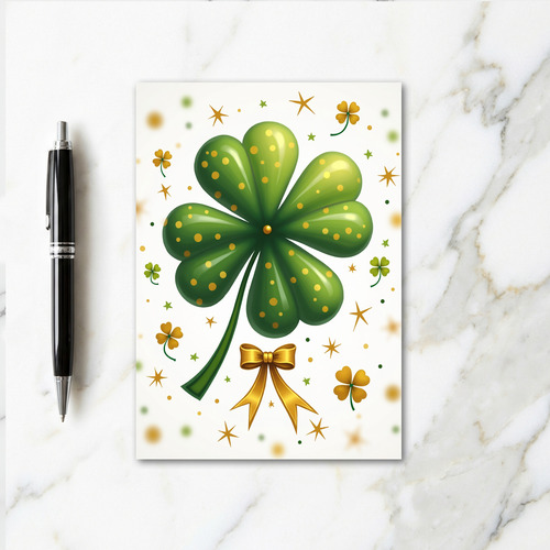 Golden Dots Clover Luck Card