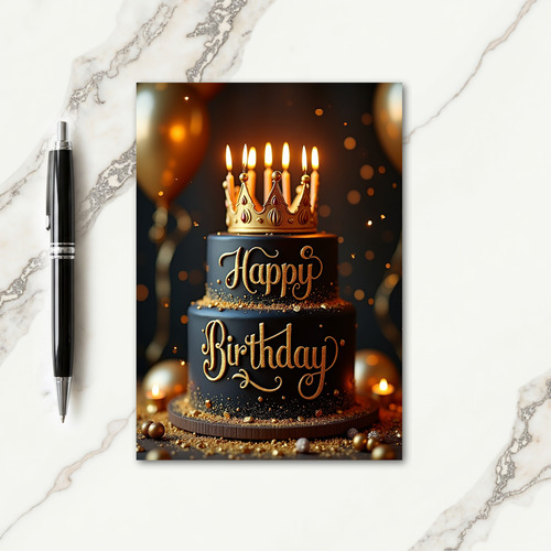 Golden Elegance Birthday Card