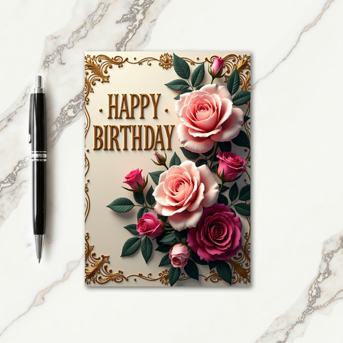 Golden Embossed Birthday Card