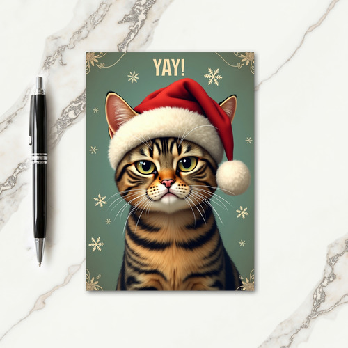 Golden Eye Cat Christmas Card