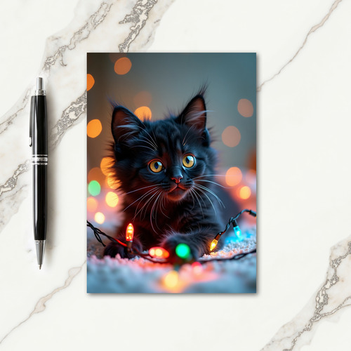 Golden Eyed Feline Xmas Card