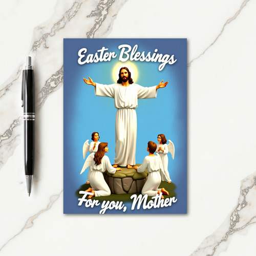 Golden Father Easter Blessings Card