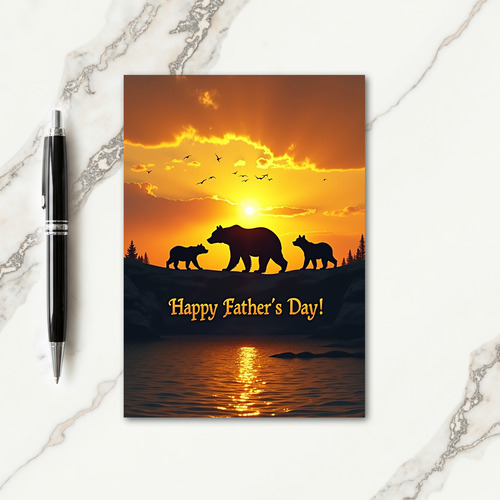 Golden Fathers Day Bears Card