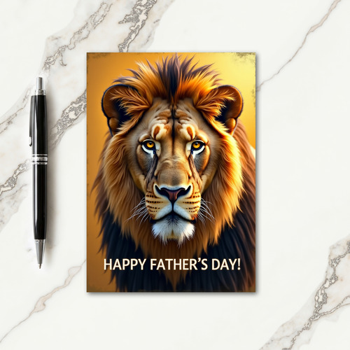 Golden Fathers Day Lion Card