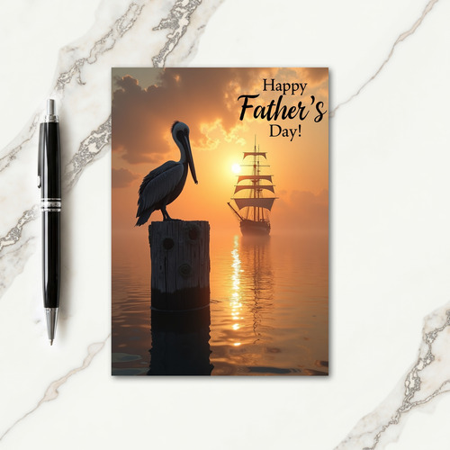 Golden Fathers Day Sailing Card