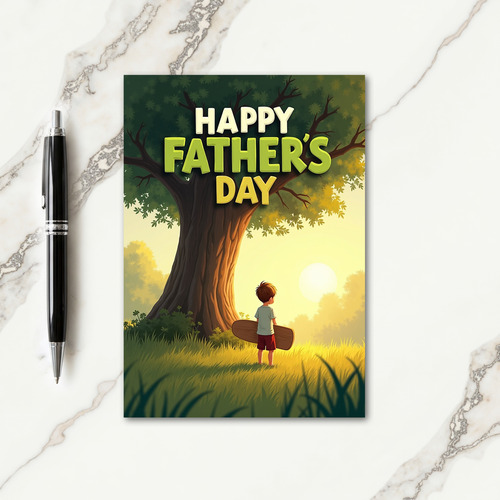 Golden Fathers Day Scene Card