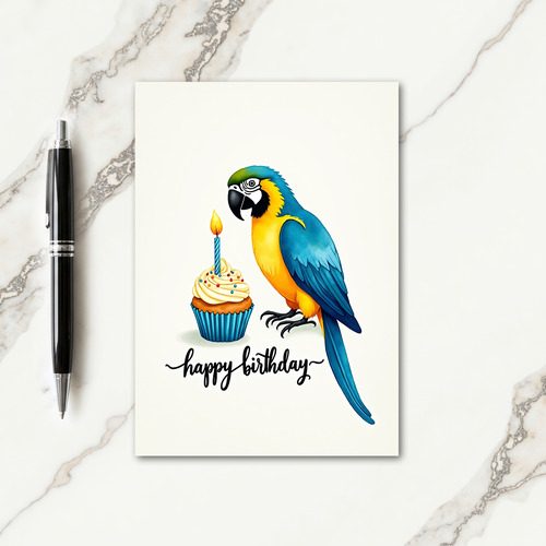 Golden Feather Birthday Card