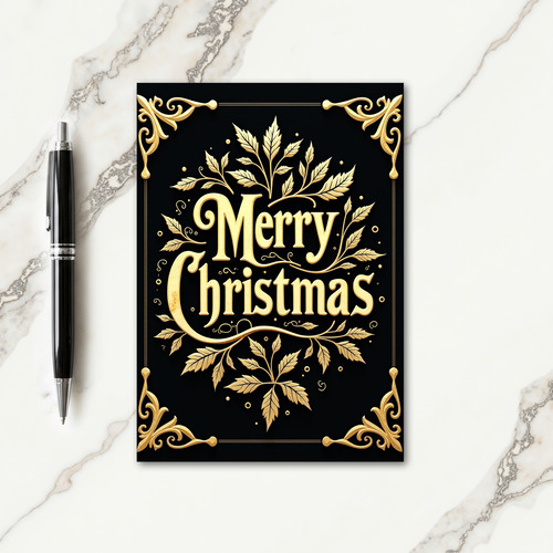 Golden Festive Christmas Card