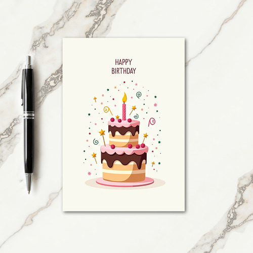 Golden Flame Birthday Card