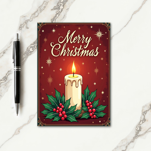 Golden Flame Christmas Card
