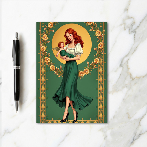 Golden Floral Mother Card