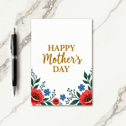 Golden Floral Mothers Day Card