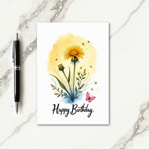 Golden Flower Birthday Card