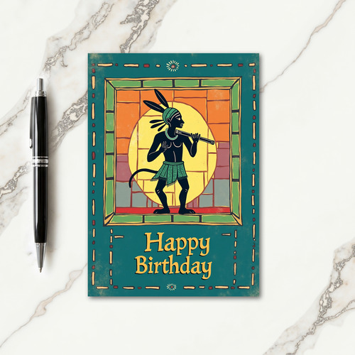 Golden Flute Birthday Card